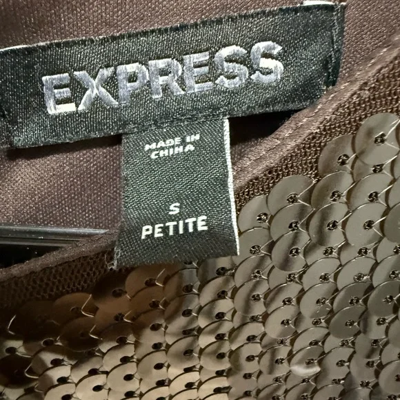 EXPRESS Women's Espresso Brown Sequin Midi Dress - Picture 6 of 6